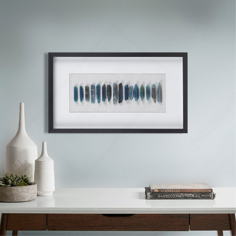 Panneau de décoration murale encadré en agate bleue encadrée