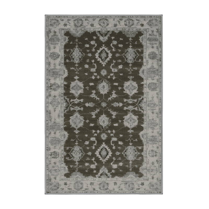 Tapis gris lavable à la machine, Rectangle 7 pi x 9 pi