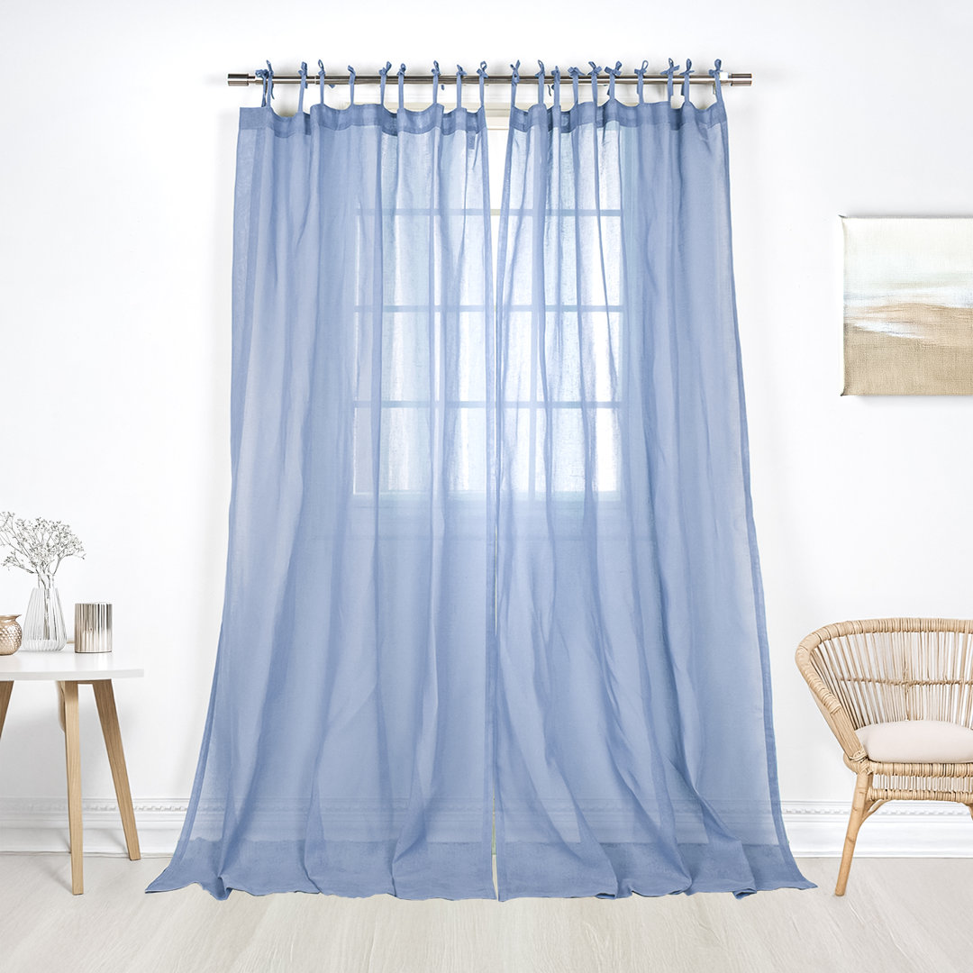 Jaylene Sheer Tie Top Curtain (Set of 2) Grovelane Curtain 