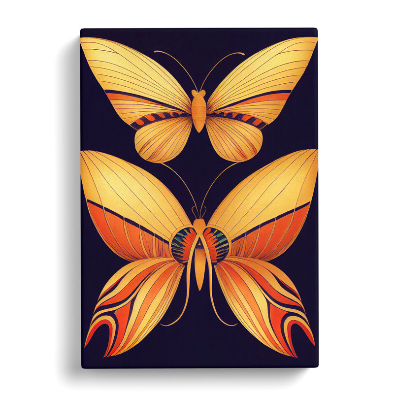 Butterflies Vintage - Wrapped Canvas Print, 50cm H x 35cm W x 3cm D