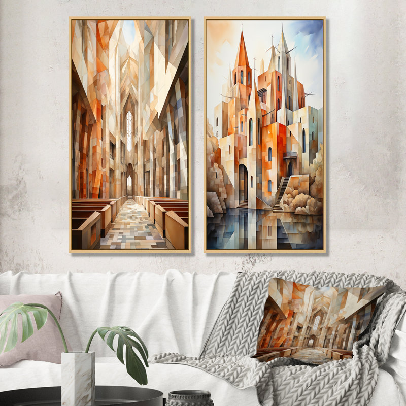 Cubist Chapel, H 40 po x l 41 po, Encadrement brun
