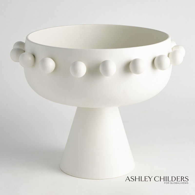 Spheres Collection Footed Bowl-Ivory, Ivory