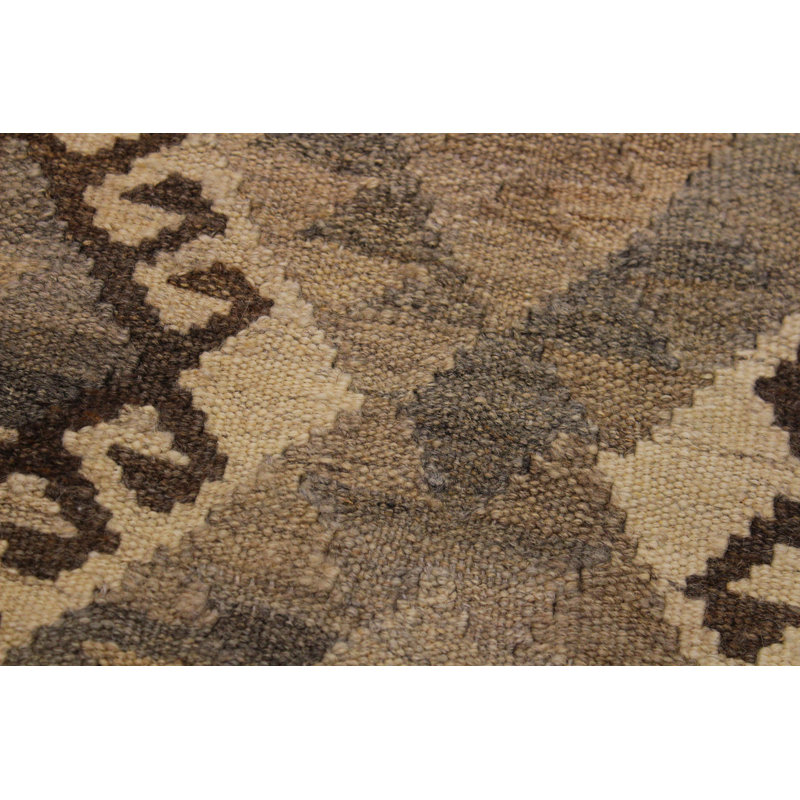 Tapis brun en laine fait à la main de conception unique kilim 5 pi 11 po x 8 pi 3 po Kangley