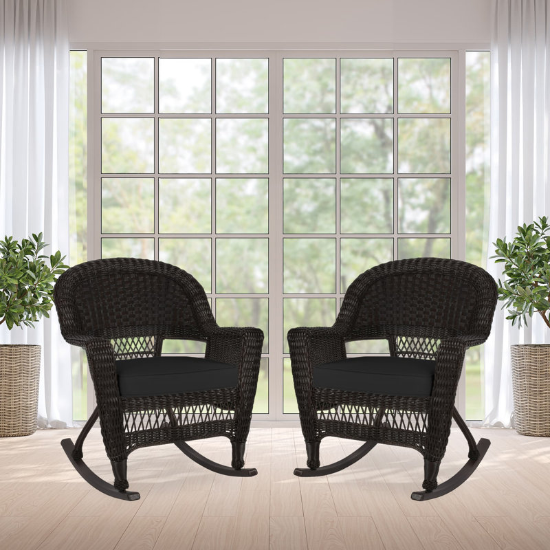Chaise berçante en osier Raenesha, Espresso, Noir