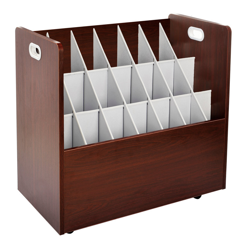 Boîte de classement mobile, H 28,50 po x l 30 po x P 15,75 po, Acajou