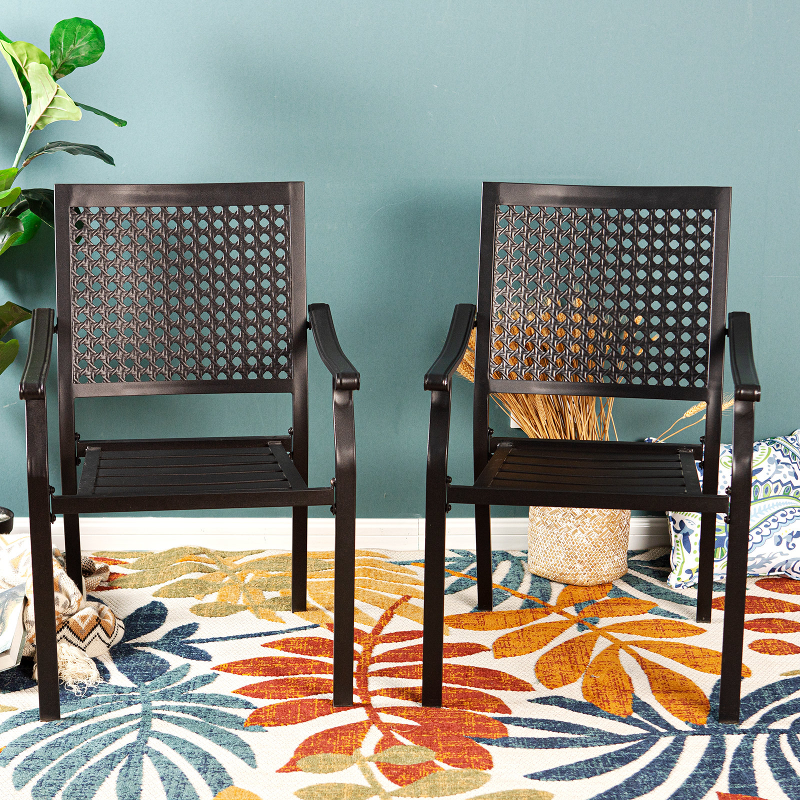 Argyri Stacking Patio Dining Chairs (Set of 2)