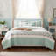 Ensemble de courtepointe en percale de coton 6 pièces avec coussins Aqua King / Cal King-119181217-119181222