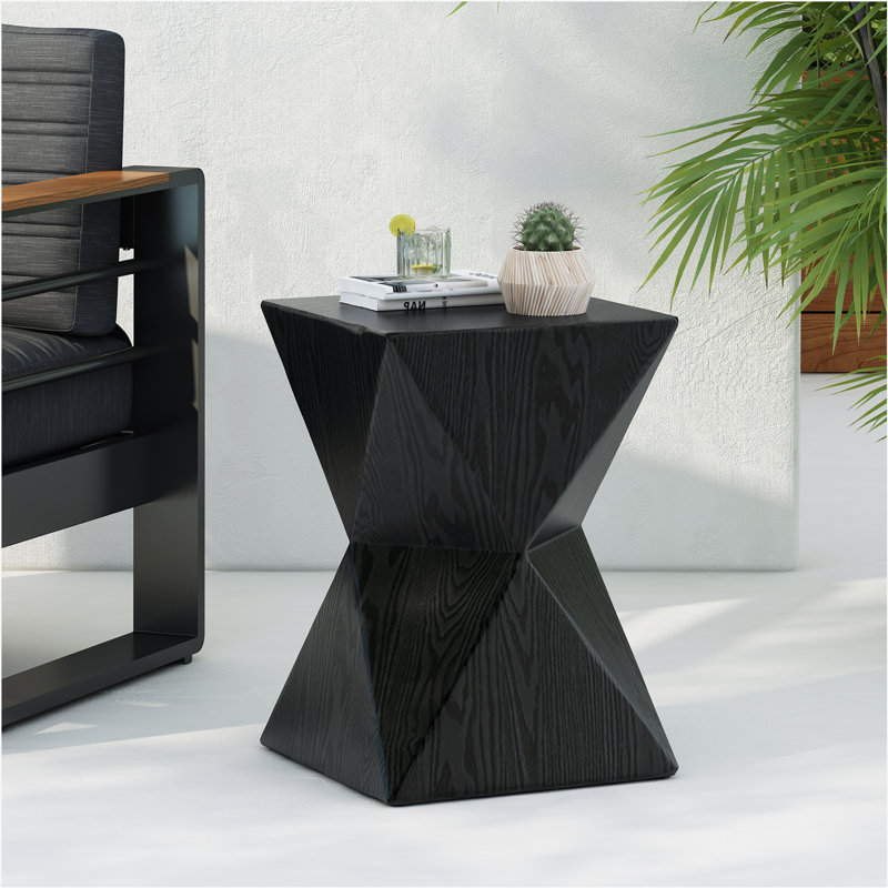 Side Table With Modern Prismatic Shape, Black