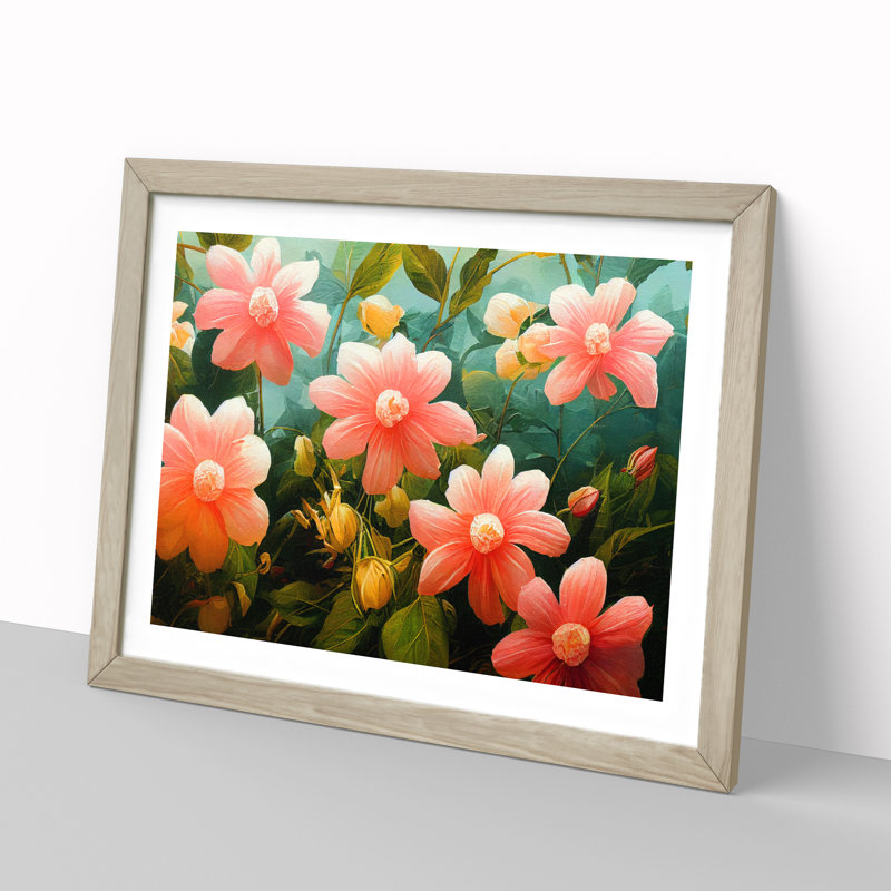 Breathtaking Flowers - Single Picture Frame Painting, 46cm H x 64cm W x 2cm D, Oak Framed