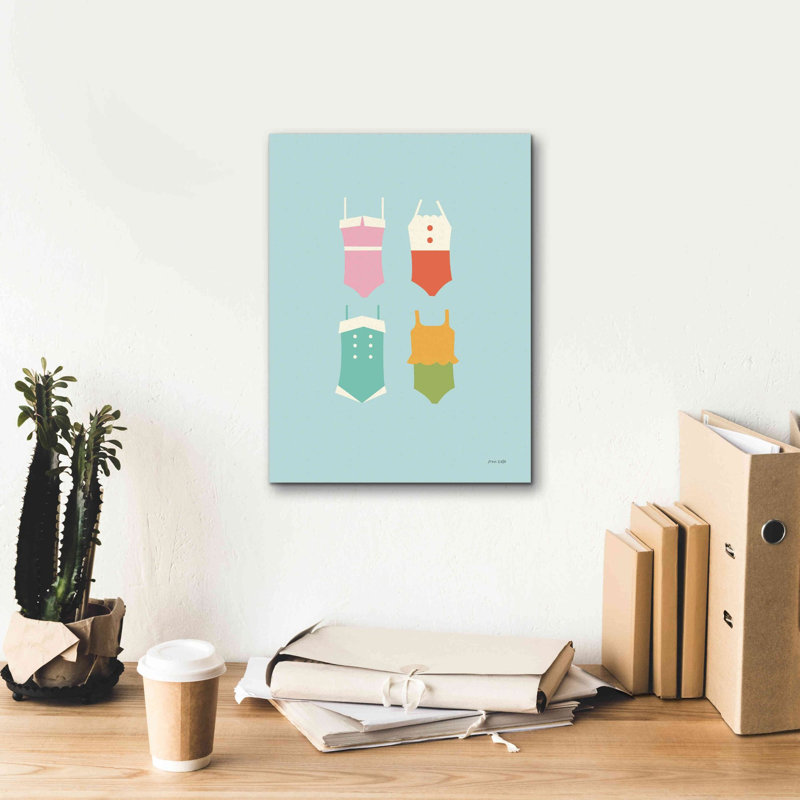 «Summer Bathing Suits Blue» par Ann Kelle Designs, art mural sur toile, H 16 po x l 12 po x P 0,75 po