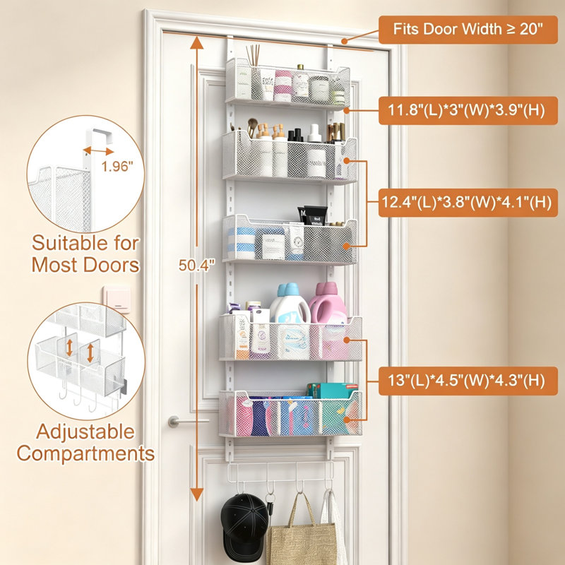 Metal Hanging Organiser, White
