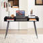 Bureau Mid-Century avec ports USB et prise de courant, bureau d'écriture moderne avec tiroirs, bureau d'ordinateur multifonctionnel-1744717352