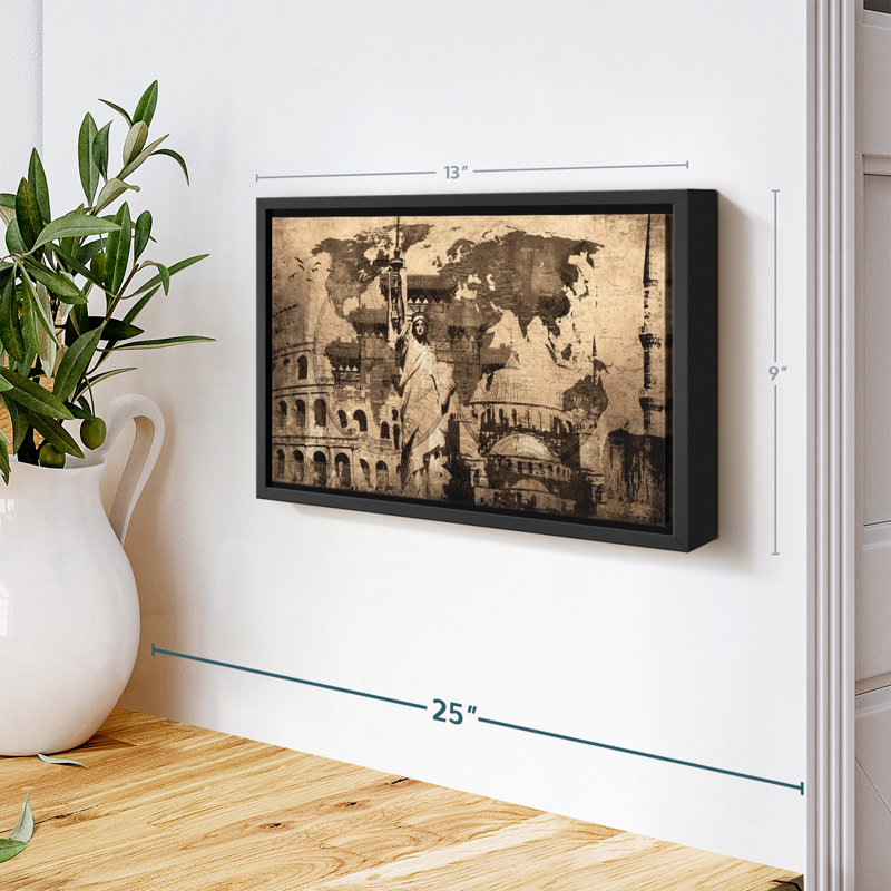 " Landmarks World Map Canvas Print ", 9" H x 13" W