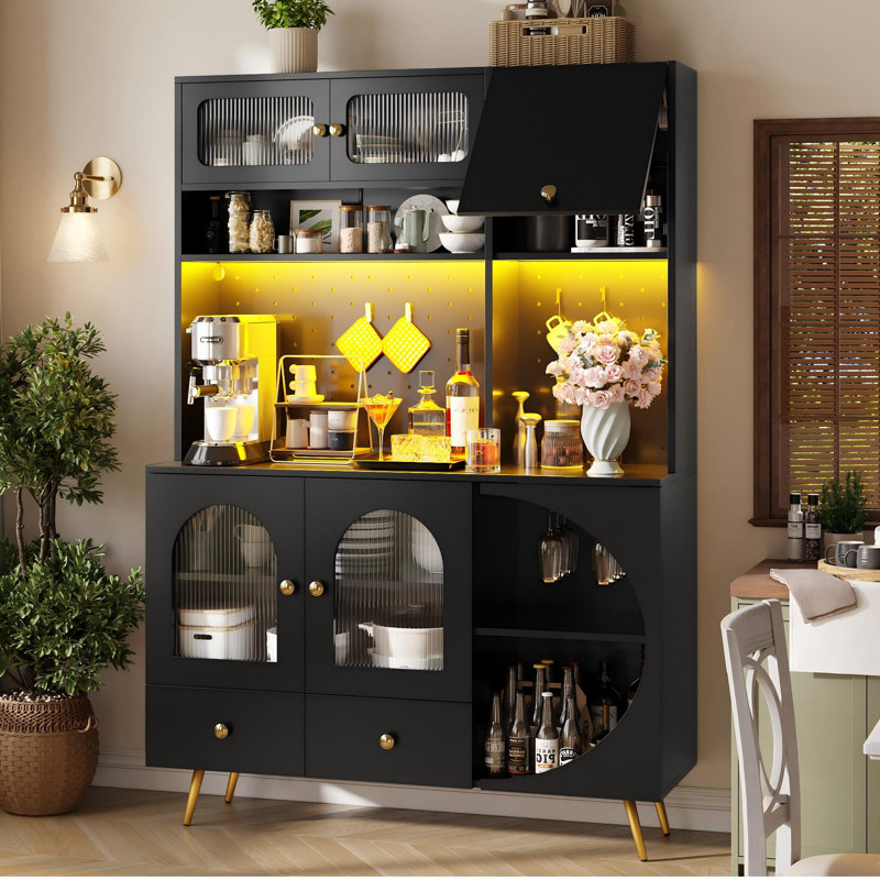 176cm Kitchen Pantry, Black