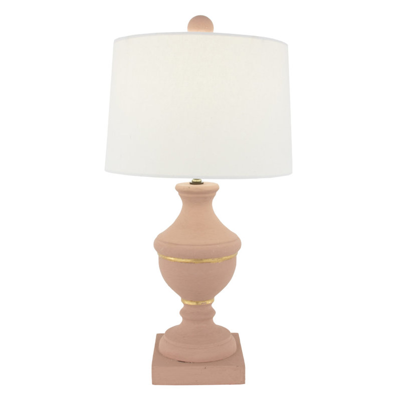 Porter Table Lamp, Soft Pink/Gold Leaf, White