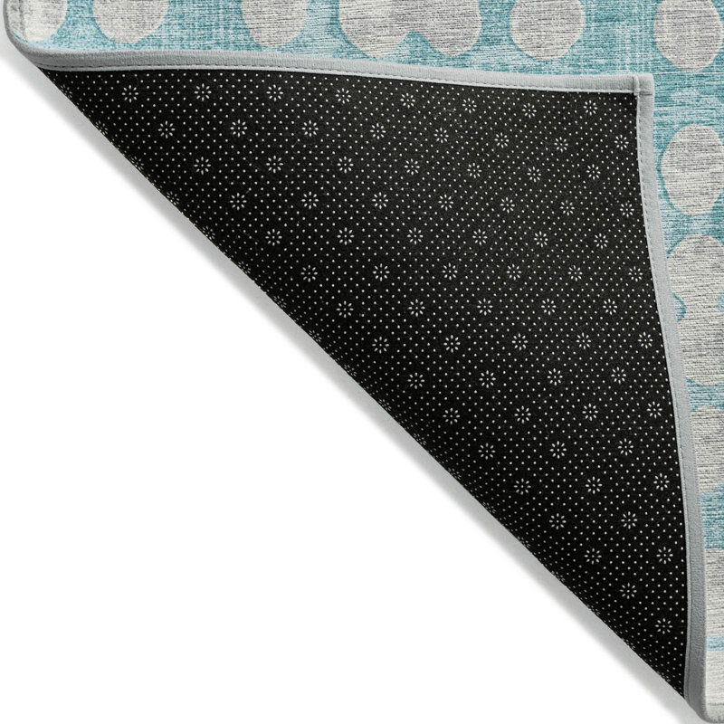 3' X 5' Teal Blue And Ivory Abstract Washable Indoor Outdoor Area Rug