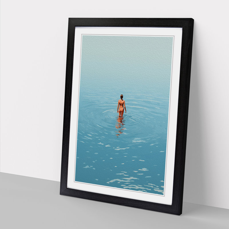 Swimming Minimalism No.3 - Framed Print, Black , 34cm H x 25cm W x 2cm D