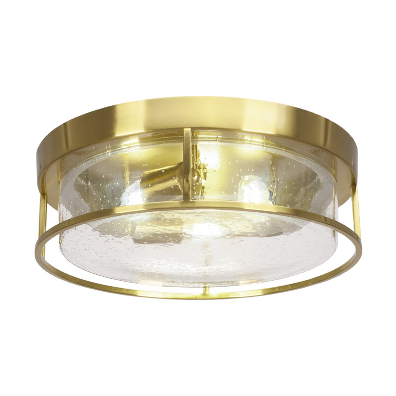 Plafonnier encastré, avec verre, Laiton New Age, À bulles, H 5 po x l 5 po x P 16 po