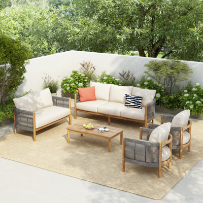 Harrill Outdoor 5-Piece Conversation Set With Cushions