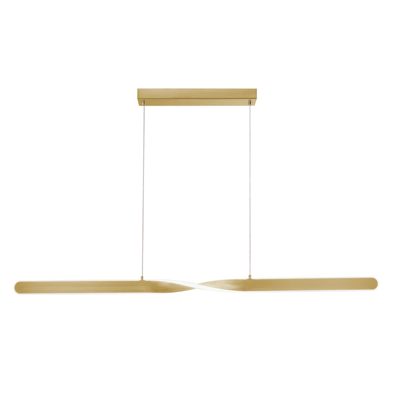 Luminaire suspendu linéaire à 2 lumières pour îlot de cuisine Adalayna, Laiton satiné