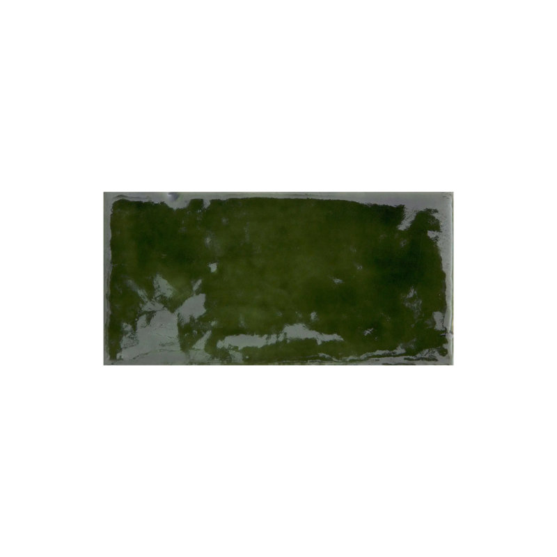 Magma 2" x 5" Zellige Italian Porcelain Subway Tile, Erba Green