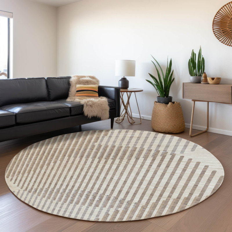 Tapis Corum AMF1001 lavable à la machine de qualité supérieure, Rond 8 pi