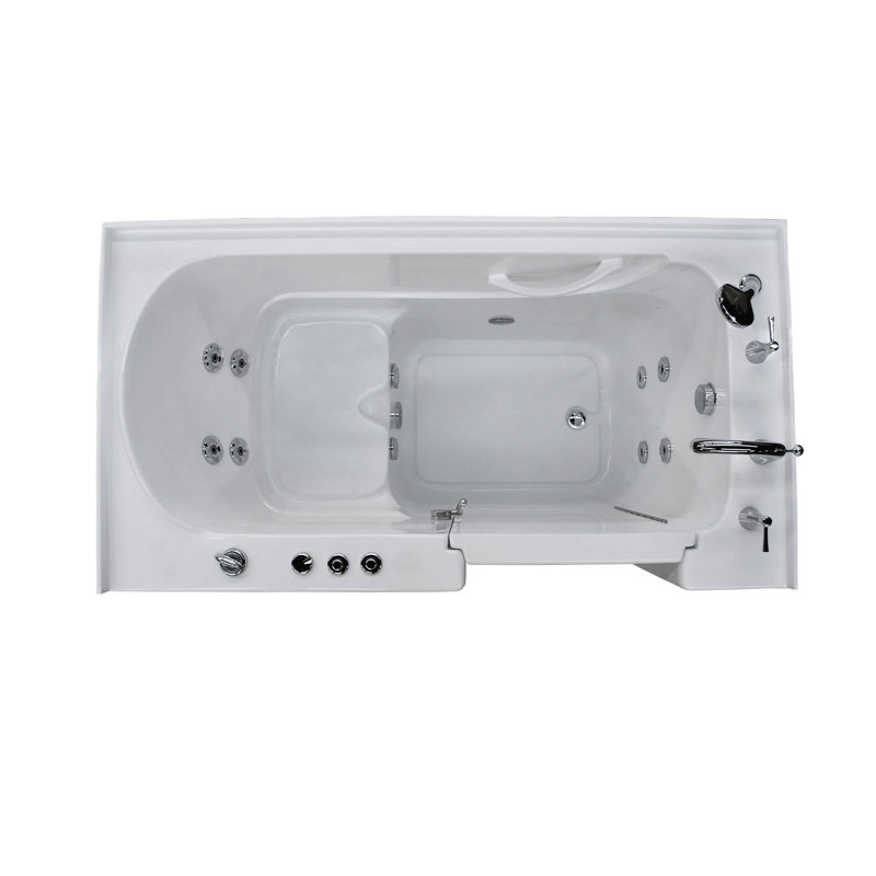 Aspen 60'' x 32'' Whirlpool Acrylic Bathtub with Faucet, Right, White