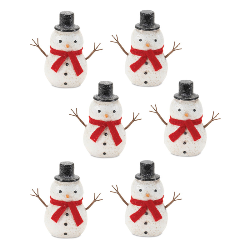 Figurine bonhomme de neige scintillant (ensemble de 6)