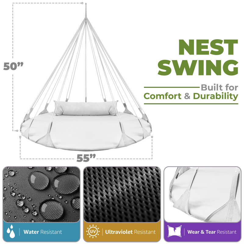 Balançoire suspendue avec soucoupe Nest Swing de Sorbus de 56 po avec coussin, Blanc