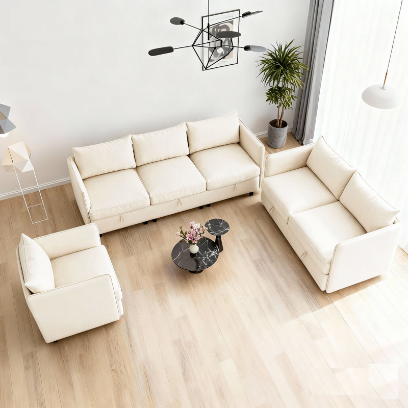 6-Seat Modular Sectional Sofa with Hidden Storage, Convertible Sofa Couch with Soft Cushions, 32" H x 98.5" W x 32.5" D