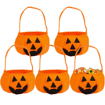 5 sachets de bonbons à la citrouille d'Halloween non-tissés avec poignée pour cadeaux