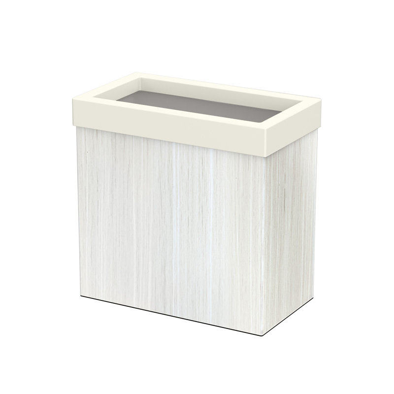 Couvercle de poubelle rectangulaire ouvert 3,18 gallons en acier inoxydable Elevate, Chêne blanc / blanc mat