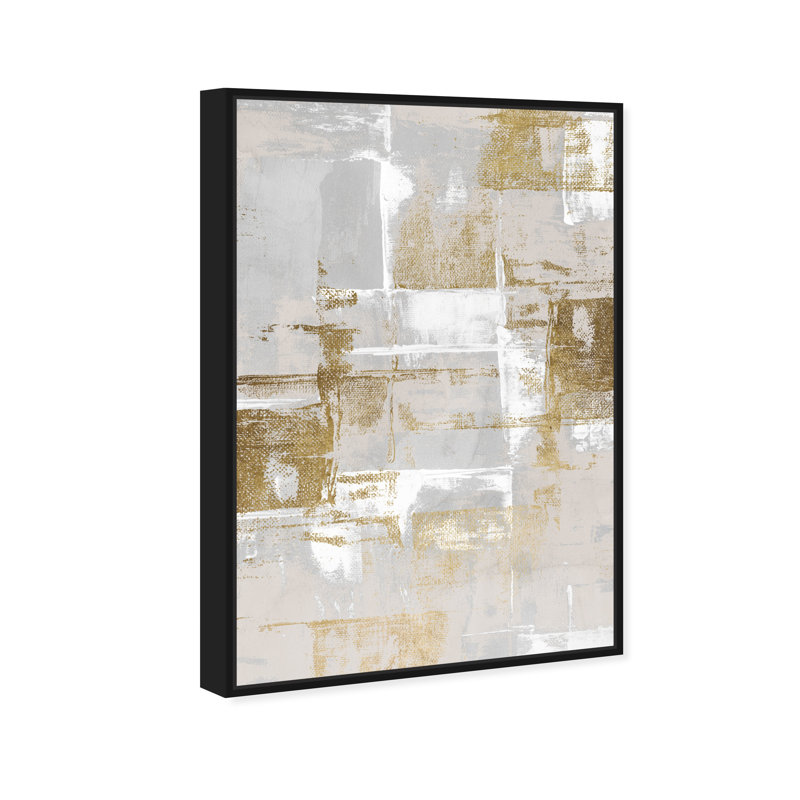 Abstrait fraîchement peint, gris glamour - Peinture, H 54 po x l 36 po, Cadre noir
