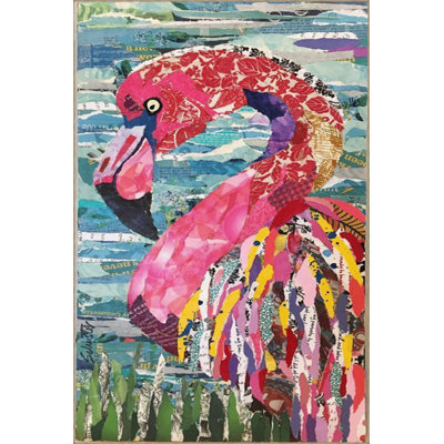 Pink Blue Themed Sea And Flamingo Patterned Creative Modern Decorative Carpet