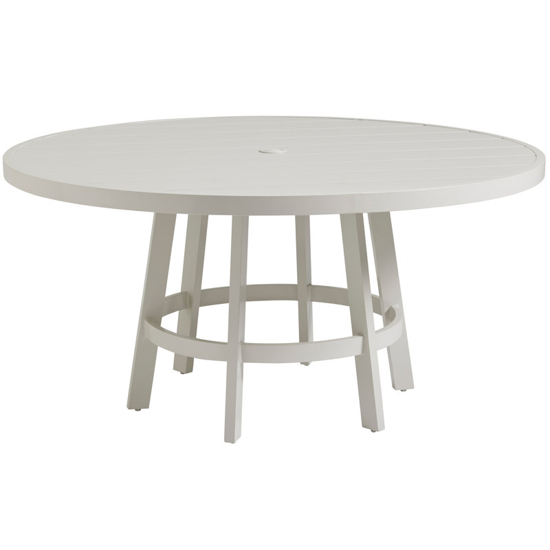 Seabrook 60" White Aluminum and Wicker Round Dining Table
