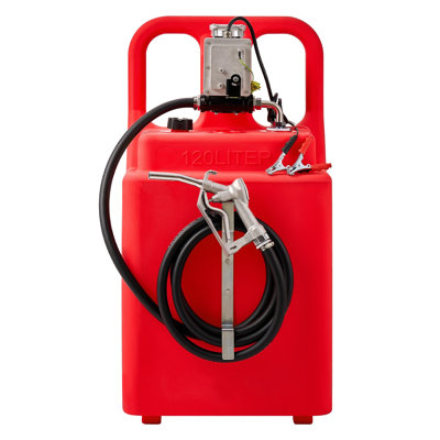 32 Gallon Portable Fuel Caddy with 12V Electric Transfer Pump - Heavy Duty Diesel & Gas Storage Tank with Auto-Stop Nozzle