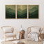 «Moody Green Mountain Range», ensemble de 3 pics de forêt superposés dans des tons olive foncé pour le salon et la chambre à coucher-123940927-123940926