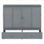 Petit lit escamotable en bois massif gris clair avec tiroir de rangement et port USB-1810469522