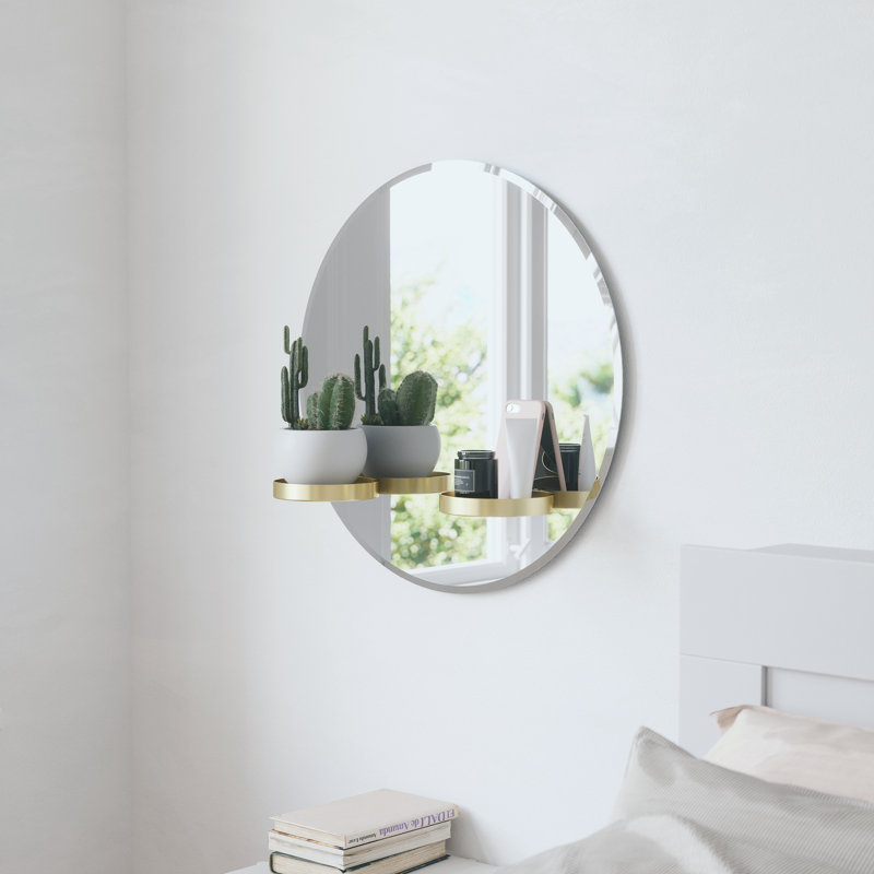 Flat Wall Mirror with Shelves