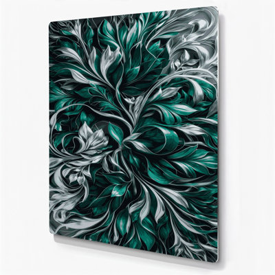 «Abstract Florals 79», art mural en métal bleu