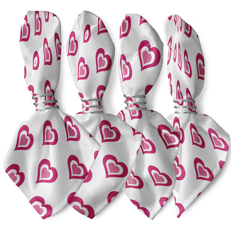 Ensemble de serviettes 4 pièces Saint-Valentin, L 18 po x L 18 po, Fuchsia