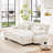 Boneless Cloud Couch Sleeper Sofa For Living Room, Chenille 2 Seater Sofa With 2 Lumbar Pillows And 2 Throw Pillows , Upholstered Wide Arm Sofa With 2 Ottomans,Chenille-337759730