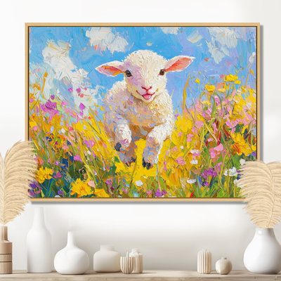 Durke, mignon agneau printanier s'amusant à la grange - mouton, art mural
