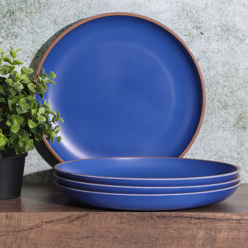 Assiette plate en mélamine 10,7 po, ensemble de 4, Bleu