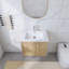 Meuble-lavabo moderne 24 po avec lavabo en céramique blanche Quornby, armoire de rangement murale, portes à fermeture douce-792799219