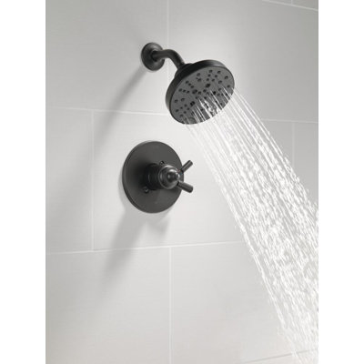 Ensemble de garniture de robinet de douche Saylor 17 Series avec pomme de douche H2Okinetic, système de douche, ensemble de robinet de douche, pomme de douche et poignée, noir mat (valve non incluse)