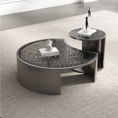 Modern glass and stainless steel coffee table