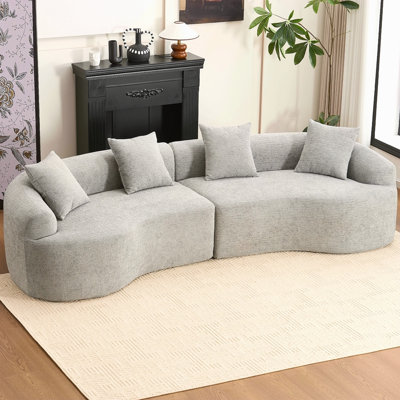 Curved Boneless Sofa,Compression Modular 110'' Sectional High-Density,Couches Sleeper For Living Room Bedroom Apartment Lounge,Chenille