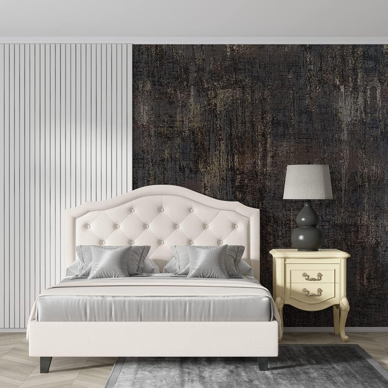 Matériau de papier peint métallique délavé à texture industrielle pour un décor rustique moderne