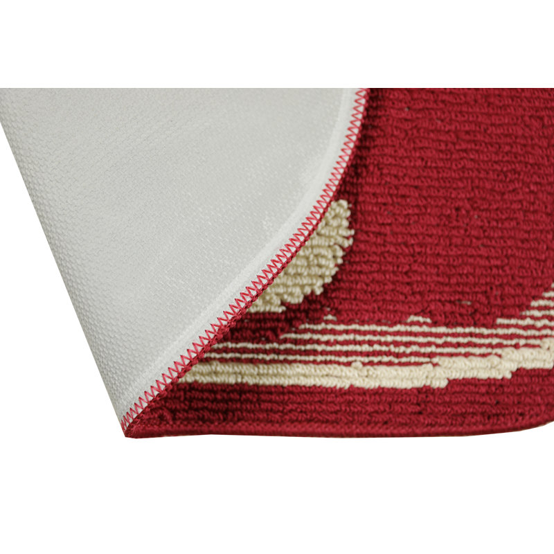 Tapis de cuisine en velours rouge antidérapant Fereol Home Decor, Demi-cercle 1 pi 6 po x 2 pi 6 po